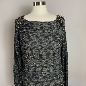 NWTs Crewneck Sweater w/Metallic Metal Shoulder Spikes Whimsygoth Punk Hardware